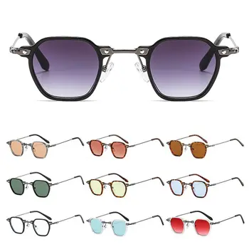 Маленькие солнцезащитные очки в стиле панк, модные авангардные солнцезащитные очки цвета океана, очки в многоугольной оправе для женщин и мужчин 5