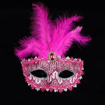 Маска из перьев на половину лица Женская праздничная маска для вечеринки Рождественская маска для макияжа Маска для взрослых 1