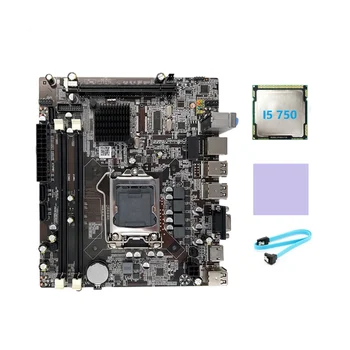 Материнская плата H55 LGA1156 Поддерживает процессор серии I3 530 I5 760 с памятью DDR3 Материнской платы + процессор I5 750 + кабель SATA + Термопластичная прокладка 14