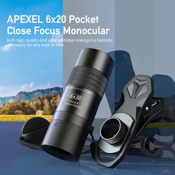 Мини-монокуляр APEXEL, мощный телескоп, портативный профессиональный объектив 6X20 м с универсальным зажимом для пеших прогулок, наблюдения за животными 14