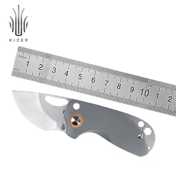 Мини-нож Kizer Catshark V2561N1, Легкий карманный нож с серой титановой ручкой + G10, инструменты для выживания на открытом воздухе 5