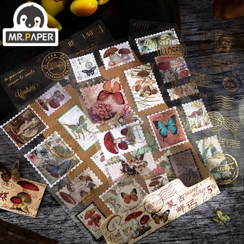 Мистер Пейпер 6 дизайнов Ретро-наклеек почтовых марок серии 4 штуки В декоративный бумажный альбом для вырезок, Декоративных наклеек для коллажей 10