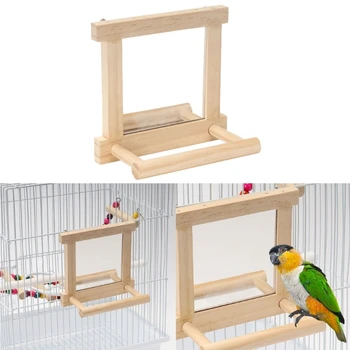 Многофункциональная подставка для попугаев, зеркальная игрушка в виде ветки для маленьких неразлучников