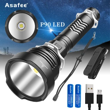 Многофункциональный фонарь Asafee XHP90 с сильной лампой Дальнего действия с фиксированным фокусом, алюминиевый фонарь с лампочкой для ежедневного освещения