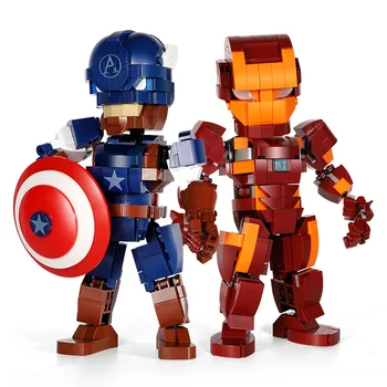 Модель Marvel Avengers, строительные блоки, сборка из мелких частиц, детские игрушки для мальчиков, Человек-паук, Железный Человек, забавная игра по сборке