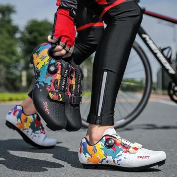 Модная профессиональная обувь для горных велосипедов, мужские и женские бутсы для шоссейного велокросса, гоночная обувь с плоской подошвой, противоскользящая, дышащая