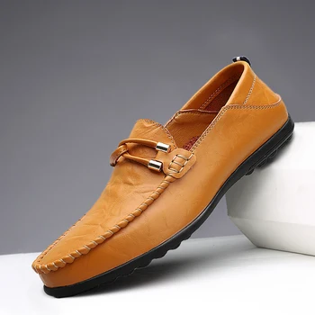 Мужская кожаная обувь, модельные туфли в деловом стиле, Удобная амортизирующая обувь Sapatos Sociais Masculino, износостойкая повседневная обувь 16