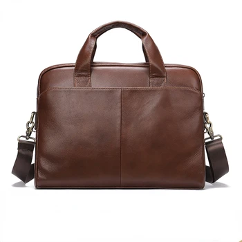 Мужская кожаная сумка из воловьей кожи, деловой портфель, сумка для ноутбука через плечо 10