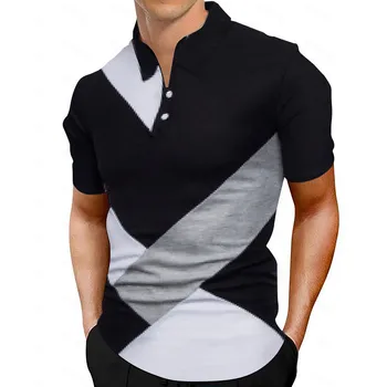 Мужская модная рубашка Повседневная Рубашка с коротким рукавом из цветного блока Хлопковый топ с 3D принтом скелета Camisa Party