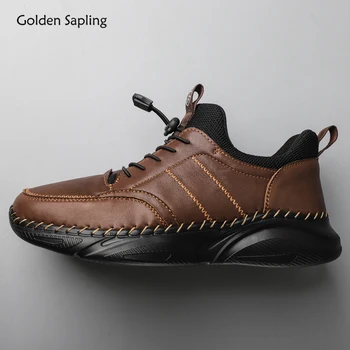 Мужская повседневная обувь Golden Sapling в стиле ретро из натуральной кожи, легкая обувь для вождения, мужская удобная обувь для прогулок, обувь для отдыха 4