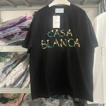 Мужская футболка с буквенным принтом 23SS Casablanca, Женская футболка оверсайз, футболки, одежда в стиле хиппи 8
