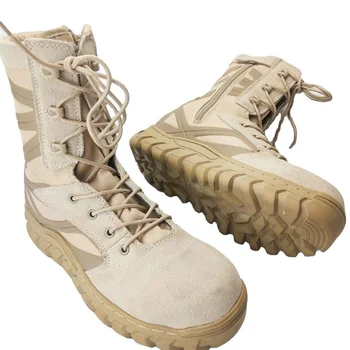 Мужские военные ботинки из песочной кожи с резиновой подошвой, Дышащие Тактические ботинки с защитой от проколов, Тренировочные ботинки для активного отдыха, Боевые виды спорта, Охота, Военная обувь 4