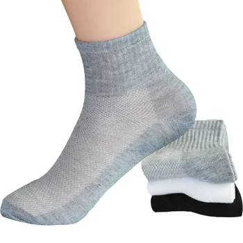 Мужские носки в стиле Лето Осень, сетчатые дышащие деловые хлопковые Мужские Белые Черные Серые Повседневные короткие носки Унисекс 12