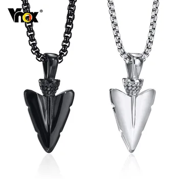 Мужские ожерелья со стрелками Vnox, Подвеска в виде наконечника копья из нержавеющей стали, Антиаллергенный металлический винтажный воротник для мальчиков 16