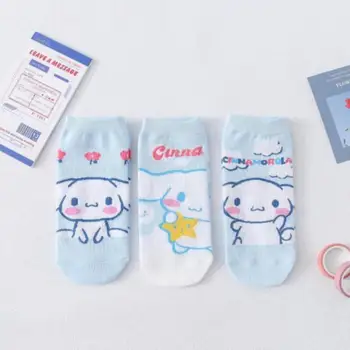 Мультяшные хлопковые носки-лодочки Sanrio Cinnamoroll, Милые носки для девочек, Летние невидимые детские носки с мелким вырезом 3