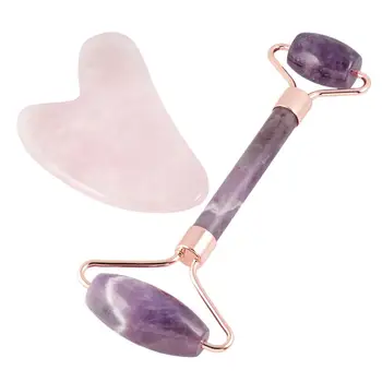 Набор Инструментов для Массажа с натуральным хрустальным камнем TUMBEELLUWA и Розовым кварцем Gua Sha, Массажер для лица от Морщин, Антивозрастной