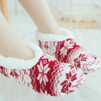 Набор нескользящих утолщенных и теплых носков для пола, женские зимние домашние носки для взрослых с флисовой подкладкой 1