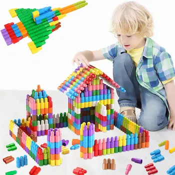Набор строительных блоков для детей 200 шт., Строительная игрушка -Обучающие стволовые игрушки, развивающий набор для детей -10 цветов, строительные игрушки для детей 15