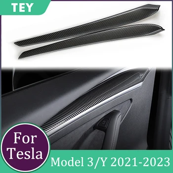 Наклейка Для Украшения Двери Tesla Model 3 Y 2023 Аксессуары Из Матового Углеродного Волокна ABS Model 3/Y 2021-2023 Автомобильные Запчасти 13
