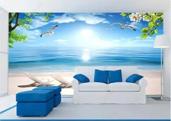 настенная роспись на заказ 3D фотообои Современный красивый пляжный пейзаж картина фон домашний декор обои для стен 3d гостиная