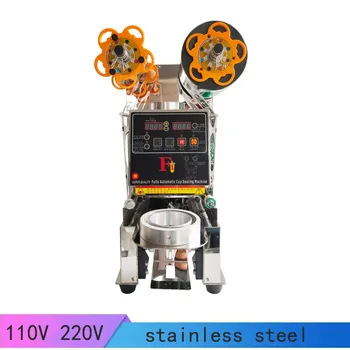 Настольная автоматическая машина для Запайки крышек для чая и кофе под давлением F1 из нержавеющей стали мощностью 420 Вт