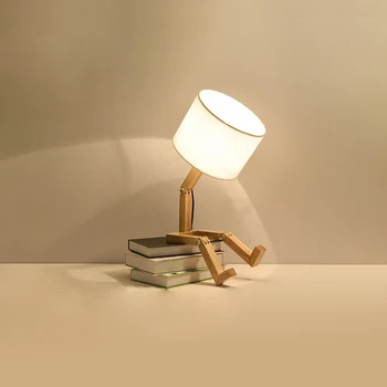 Настольная лампа из скандинавской ткани Simple Wind Girl Creative Study из массива дерева, светодиодные теплые лампы для украшения кровати в спальне 4
