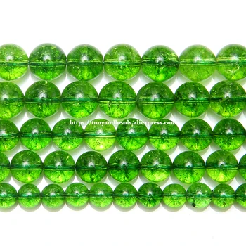 Натуральный зеленый кристалл перидота, кварц, Круглые свободные бусины 15 