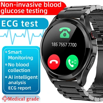 Неинвазивные Смарт-часы для измерения уровня глюкозы в крови, Мужские ЭКГ + PPG, Измеритель уровня глюкозы в крови, Термометр, Часы для здоровья, 2023, Bluetooth-вызов, Умные часы 2