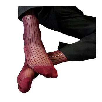 Нейлоновые Шелковые Носки TNT Мужские Вечерние Шелковые Носки Dress Suit Slip Sheer Гей Сексуальные Носки Винно-красного Цвета 1 Пара Мужских Брендовых Носков 9