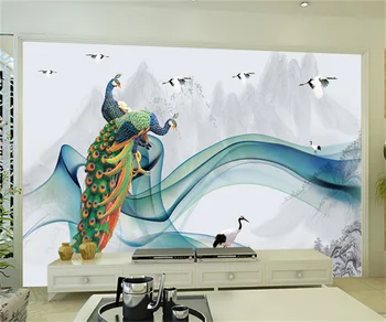 Новая китайская ручная роспись абстрактными линиями чернилами пейзаж павлин домашний фон обои на заказ любого размера 3D обои фреска papel
