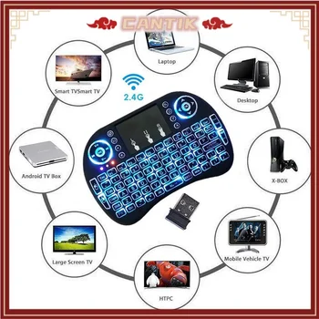 Новая Мини-клавиатура i8 Мышь 2,4 ГГц Беспроводная Сенсорная панель Клавиатура и мышь Для Ps4 Google Android Tv Box Gaming С Подсветкой 7