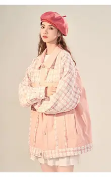 Новая мода Корейский Шик Винтажный твидовый шерстяной жакет, пальто, женская Осенняя однобортная офисная женская верхняя одежда в клетку с кисточками