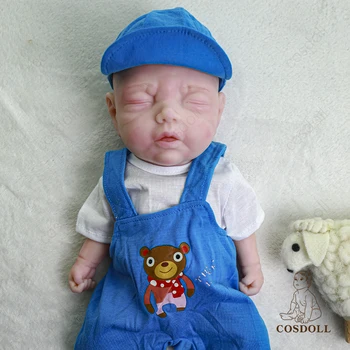 Новейшие 40 см 1,8 кг Силиконовые Детские куклы МАЛЬЧИК с закрытыми глазами Живой Настоящий Возрожденный ребенок Мягкие реалистичные игрушки для детей с одеждой 6
