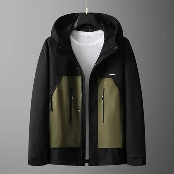 новое поступление, осенняя мужская модная куртка с капюшоном, подходящая по цвету, повседневная куртка большого Размера XL 2XL 3XL 4XL 5XL 6XL 7XL 8XL
