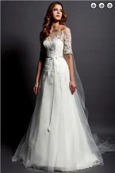 Новое поступление, сексуальные женские дизайнерские платья Kurtis, большие размеры, белые свадебные платья mariage с длинным рукавом, кружевные свадебные платья для матери невесты 3