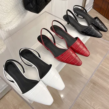 Новые европейские и американские кожаные сандалии Baotou с квадратным носком, летом 2022 года женщины носят французские тапочки, женская обувь 4