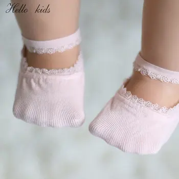 Новые мягкие хлопчатобумажные носки для малышей, нескользящие кружевные Носки для маленьких девочек, Очаровательные носки для маленьких принцесс на резиновой подошве Recien Nacido 9