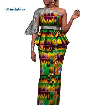 Новый Африканский Топ и юбка, Комплекты из 2 предметов для женщин, Комплект юбок с принтом в африканском стиле от Bazin Riche, Традиционная Африканская женская одежда WY437 12