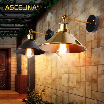 Новый Винтажный светодиодный настенный светильник в стиле Лофт для домашнего промышленного декора, Ретро Освещение для ванной Комнаты, железный абажур E27, настенный светильник для спальни Эдисона