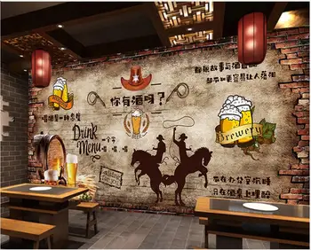 обои для стен 3 d домашний декор настенная роспись на заказ Ретро кирпичная стена ковбойский бар ресторан кирпичная стена фотообои в гостиной 7