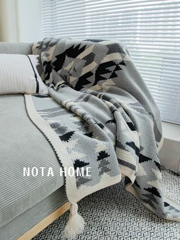 Одеяло для кондиционирования воздуха, весенне-осенняя детская шаль на все тело для дивана, Однослойное вязаное одеяло для ног, тонкое