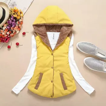Осенне-зимняя новая женская одежда, Утолщенное и бархатное хлопковое пальто с капюшоном, Жилет, женское пальто