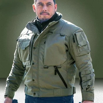 Осенние тактические куртки-карго, мужская водонепроницаемая многофункциональная мотоциклетная куртка с карманом, износостойкое боевое пальто, Черный плюс 1