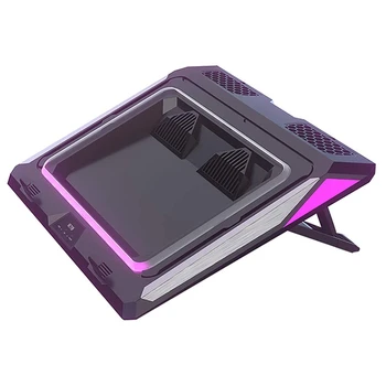 Охлаждающая подставка для ноутбука IETS GT300 с двойным вентилятором для игрового ноутбука, Охлаждающая подставка с пылевым фильтром и разноцветными лампочками 16