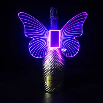Перезаряжаемые Акриловые Крылья бабочки, Светодиодная Подсветка для бутылок, Стробоскопическая Палочка, RGB, Вечеринка, Бар, Шампанское, VIP-обслуживание, Мигающий свет