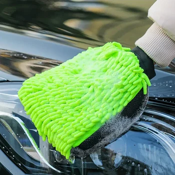 Перчатки для автомойки, двухсторонние перчатки из микрофибры, синели, Толстая рукавица для чистки автомобиля, Восковая щетка для детализации Авто 15