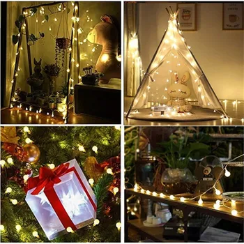 Питание от USB 5 В, 3 М, 5 М, 10 М, Сказочная гирлянда, светодиодные гирлянды с шариками, водонепроницаемые для Рождественской елки, свадьбы, украшения дома в помещении 3