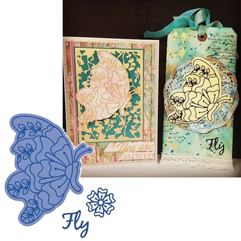 Плашки для резки металла с летающей бабочкой Очаровательные плашки с бабочками для изготовления открыток 2020 4