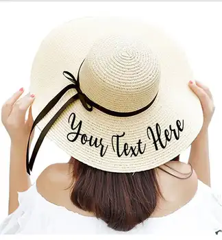 Пляжная шляпа с Дискетами, Персонализированная шляпа Невесты, Гибкая Шляпа с именем, Индивидуальная Пляжная шляпа для Новобрачных, Обязательные подарки для Новобрачных 7