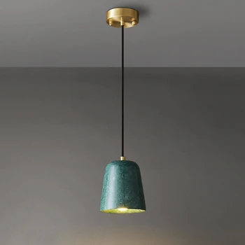 Подвесной светильник из Скандинавского мрамора для столовой, домашний декор, подвесной светильник, Белый, Зеленый, Черный Камень, Прикроватное подвесное освещение 11